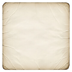Vintage beige square paper texture isolated on transparent background