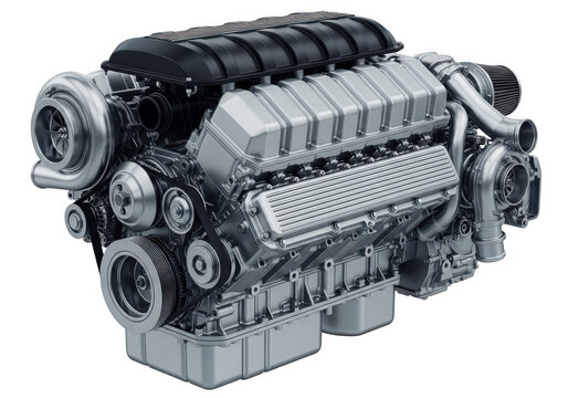High-performance engine isolated on transparent background
