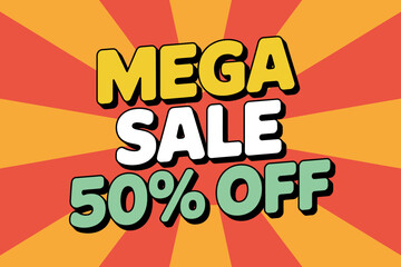Obraz premium Vibrant Mega Sale Banner with 50 Percent Discount Offer