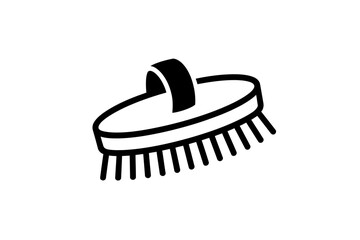 Black and White Hair Brush Icon for Grooming and Cleaning