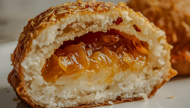Traditional Bengali Bhapa Pitha Macro with Coconut and Jaggery Filling