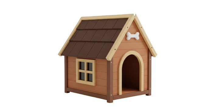 Wooden dog house isolated on transparent background