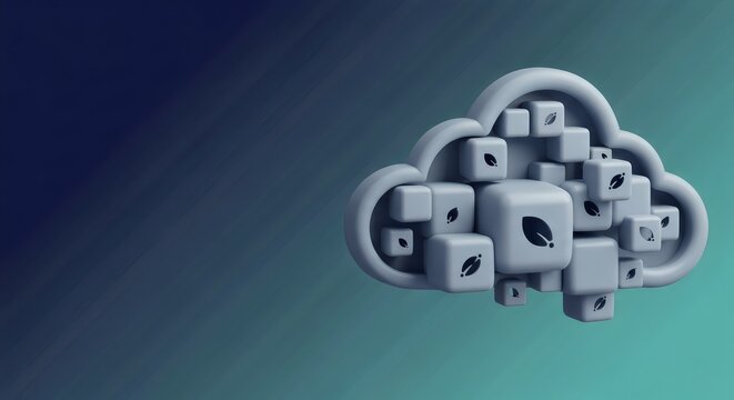3D vector illustration of a business cloud computing concept featuring a security lock and key symbol to represent the digital network technology and data communication sign for internet success