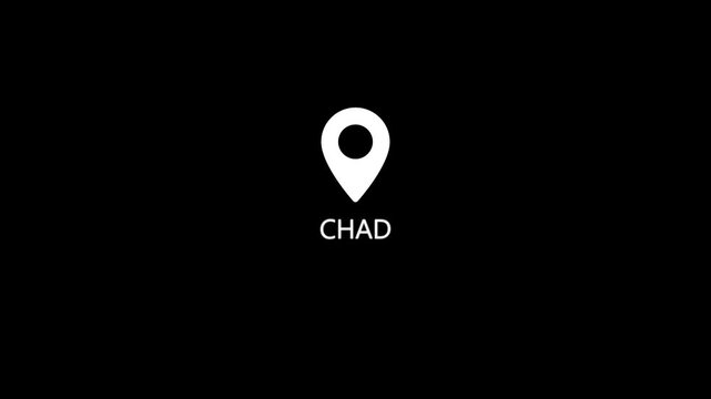 Location marker with text C H A D on black background modern concept for travel and navigation