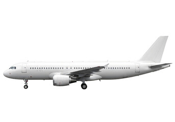 Obraz premium Commercial airliner in flight isolated on transparent background