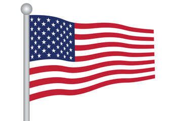 Obraz premium American vector flag on a flagpole. USA waving banner, eps
