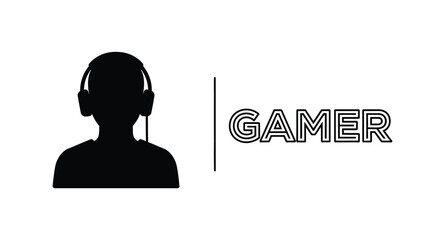 A sleek gamer profile depiction with bold text black silhouette © Nurunnar