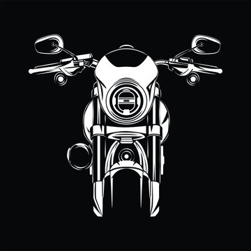 Performance Cruiser Club Style Motorcycle Bikini Cowl Front View Black and White Silhouette