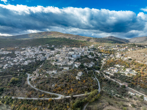 Capestrano: Medieval Piccolomini Castle with its Merlons, Courtyards and Stone Architecture in Abruzzo