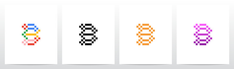 Pixel Squares Rectangles Grid Letter Initial Logo Design B © recehan