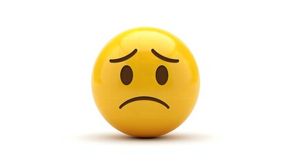 A yellow emoticon with a frowning face on a white background