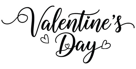 Elegant black script lettering design featuring the phrase valentines day adorned with small decorative hearts perfect for romantic crafting projects and seasonal celebration materials