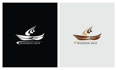 vector stock wooden ship logo