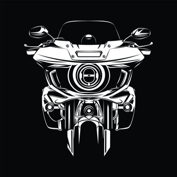 Sport Touring Cruiser Tall Fixed Fairing Black and White Silhouette Vector