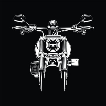 Long Rake Chopper Style Drag Bar Motorbike Silhouette Art