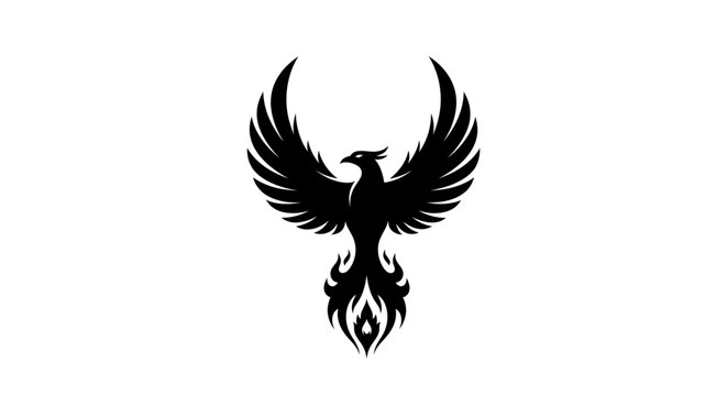 Black phoenix vector illustration on white