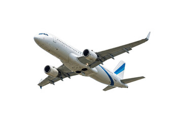 Obraz premium Commercial airliner in flight isolated on transparent background