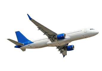 Obraz premium Commercial airliner in flight isolated on transparent background