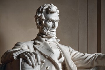 Close-up view of monumental seated figure in a famous location during daylight