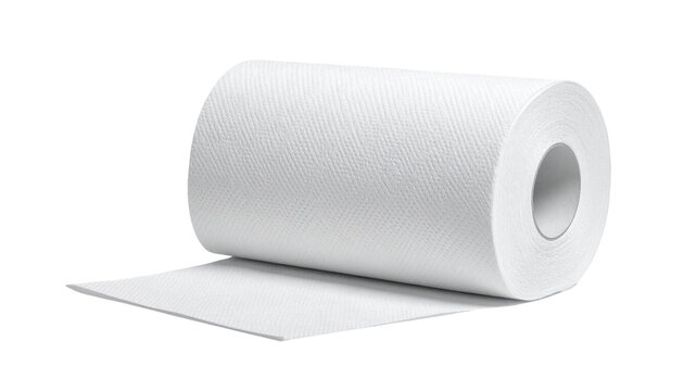 Tissue paper roll isolated on transparent background, high-quality PNG with clean white texture, perfect for hygiene, household products, bathroom essentials, and packaging designs