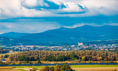 Summer landscape view at Winzer, Danube, Deggendorf, Bavaria, Germany