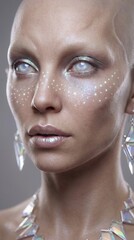Close-Up Portrait of Alien Model with Cosmic Elegance