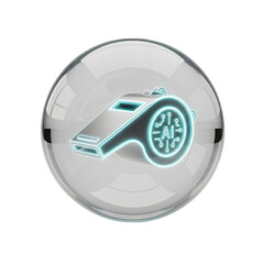 Neon glowing whistle icon isolated on transparent background