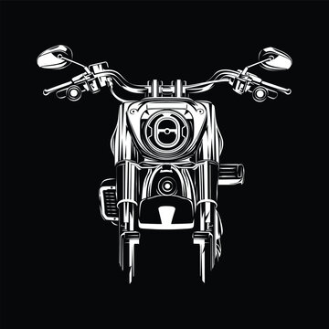 Muscular Heavy Cruiser Wide Front Stance Without Wheels Silhouette Vector