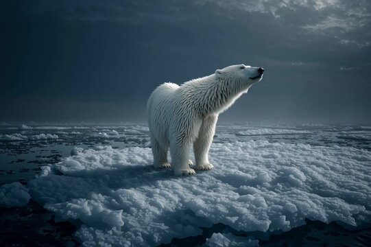 white polar bear, AI generated video