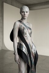 Androgynous Alien Model in Intergalactic Fashion Look