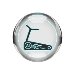Circular icon of treadmill with ai on transparent background