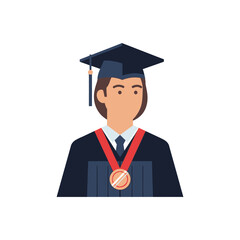 Graduation Cap and Gown with Medal - University Graduate Celebration