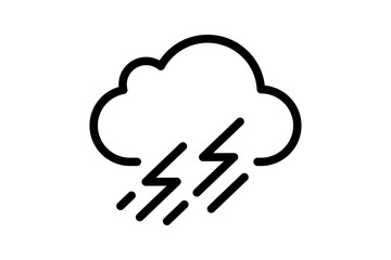 Black Lightning Cloud Icon for Thunderstorm and Severe Weather Warning isolated on transparent background storm rain thunder alert warning