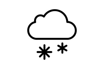 Black Snow Cloud Icon for Winter Weather and Snowfall Forecast isolated on transparent background cold ice snowflake season chill