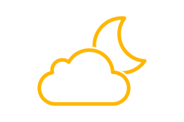 Yellow Cloudy Night Icon with Moon and Cloud for Evening Weather isolated on transparent background cloudy overcast sky partly mist