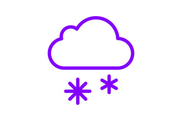 Purple Snow Cloud Icon for Winter Weather and Snowfall Forecast isolated on transparent background cold ice snowflake season chill