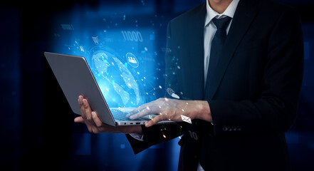 Global AI-powered digital network ecosystem connecting data, finance, analytics, ecommerce, communication, and automation across continents through technology and cloud Vouch