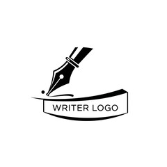 Writer Logo with Pen Nib &ndash; Creative Author Writing Brand Symbol