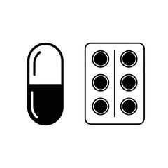 Medicine Pill and Blister Pack Icon &ndash; Pharmaceutical Healthcare Symbol