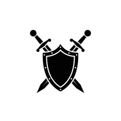 Shield with Crossed Swords Icon &ndash; Warrior Protection Emblem Symbol