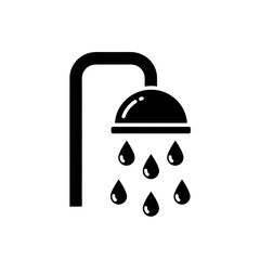 Shower Head Icon &ndash; Bathroom Water Spray Hygiene Symbol Illustration