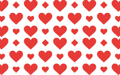 A vibrant pattern of red hearts and diamonds on a white background, perfect for Valentine's Day or love-themed designs