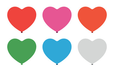 A colorful set of heart-shaped balloons floating in the air