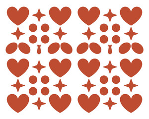 A collection of red heart and star shapes on a white background