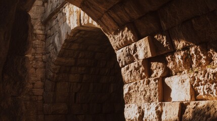 jamb. Ancient stone archway jamb with carved textures in sunlight. real-estate listings, architecture portfolios, designed for real-estate listing and luxury residence showcases.
