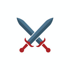 Two crossed swords with red handles