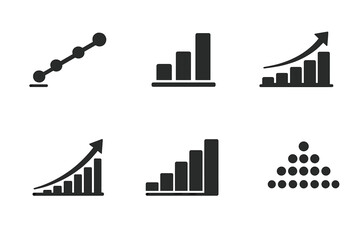 Obraz premium Measured Evolution Icons. Solid style icons of measured evolution: point sequence, minimal grid, skyline arc, line rise, gradient