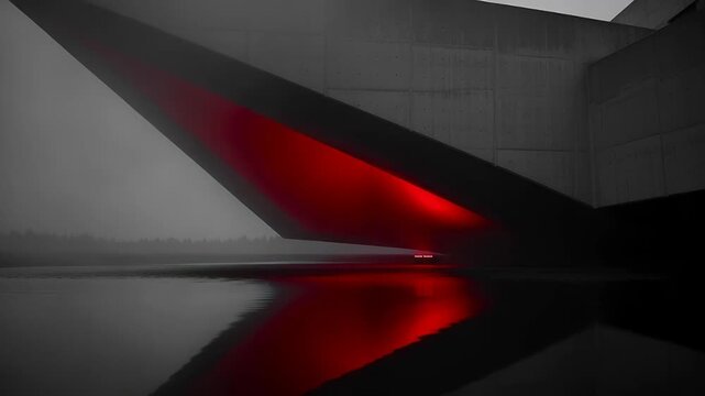 Modern architectural marvel reflecting tranquil water