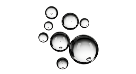 A cluster of clear bubbles on a transparent background