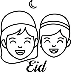 Obraz premium Happy eid celebration with family and friends